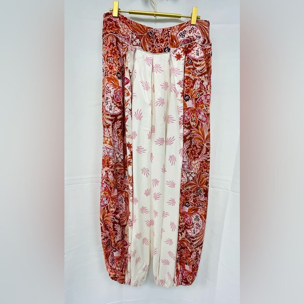 Anthropology pants, women pleated balloon floral